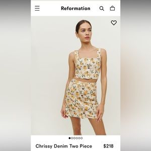 NWT The Reformation Chrissy Denim Two Piece Set in Limoncello